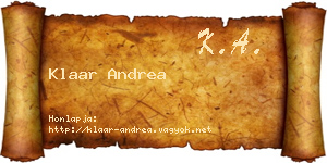 Klaar Andrea névjegykártya